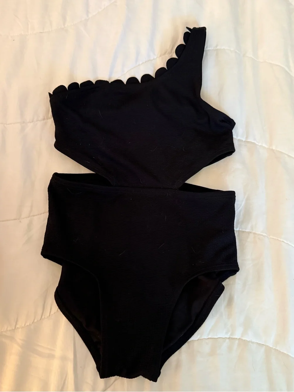 art class Black One-Shoulder Ribbed Kids One-Piece